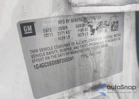 2011 Buick Lacrosse Cxl z USA, uszkodzony, nr VIN 1G4GC5ED8BF290241